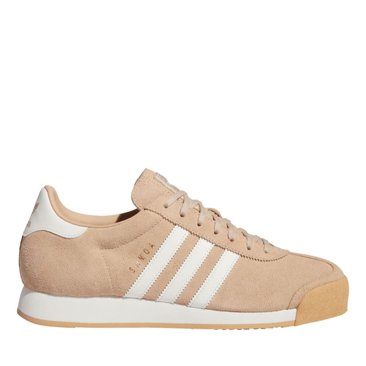 Beige adidas Originals Samoa suede trainers with white three-stripe panels