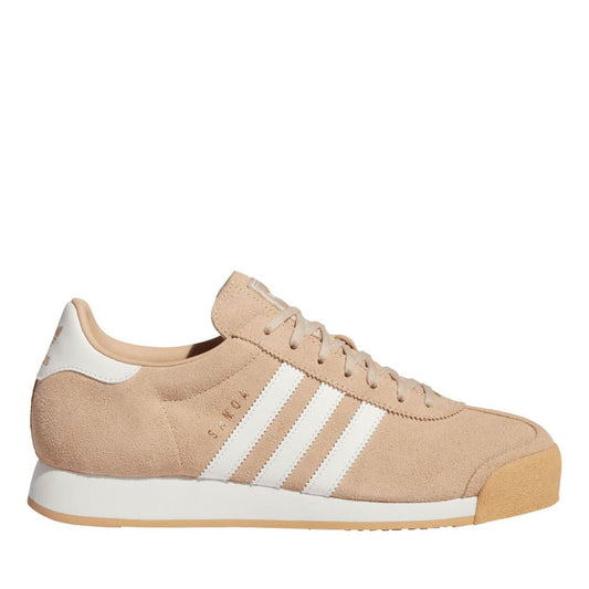 Beige adidas Originals Samoa suede trainers with white three-stripe panels
