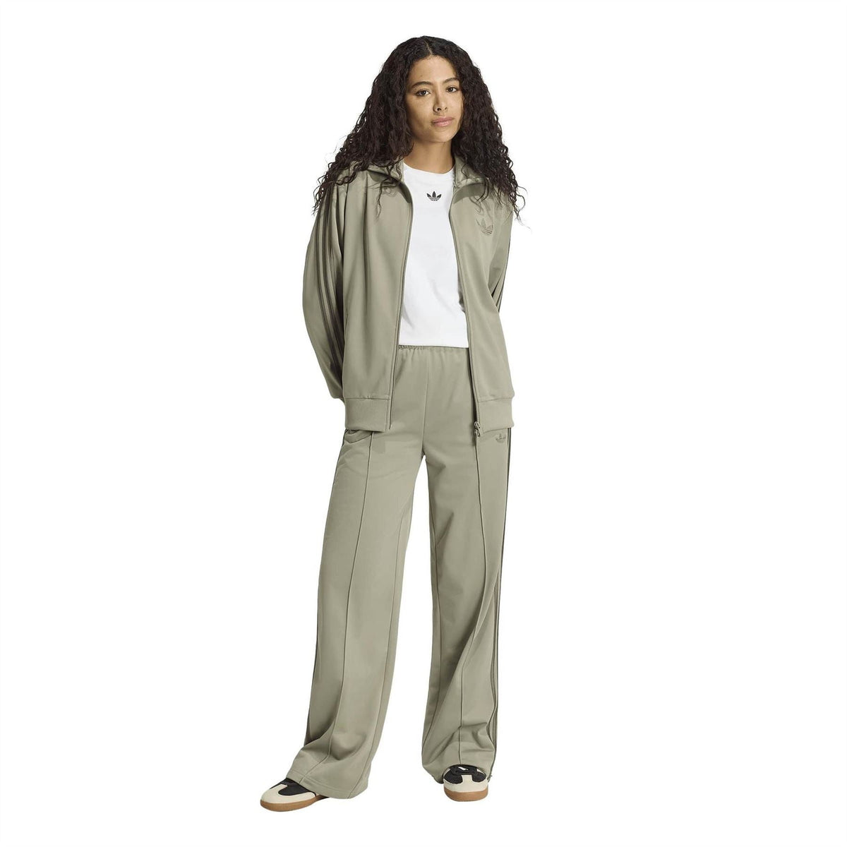 adidas Originals khaki green woven joggers with elastic waistband and side pockets