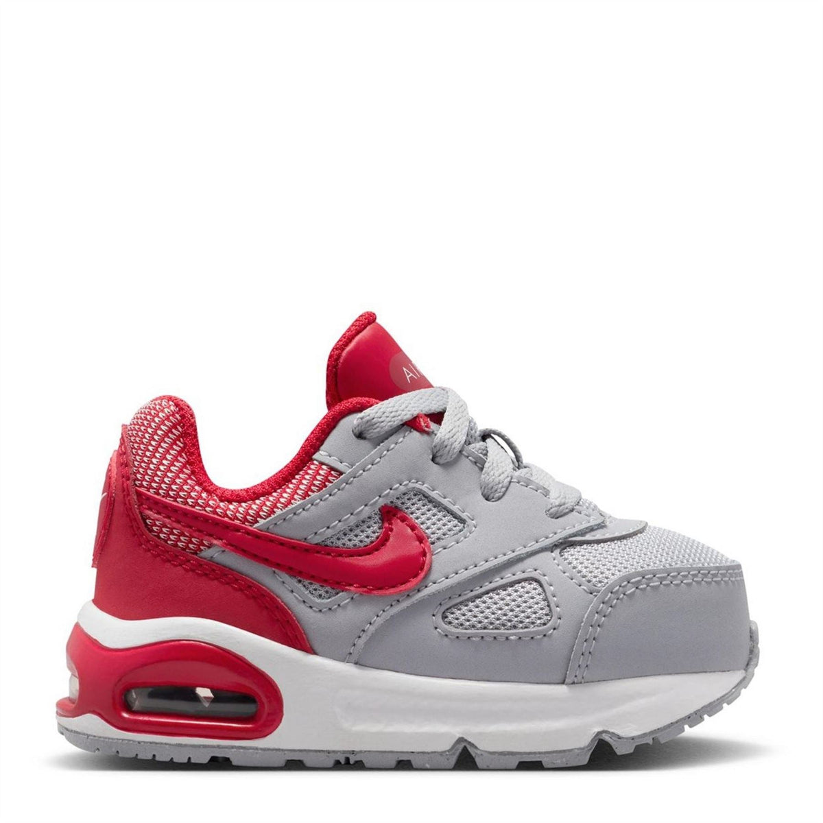 Infant Nike Air Max Ivo shoes in light grey with red upper and pink air unit