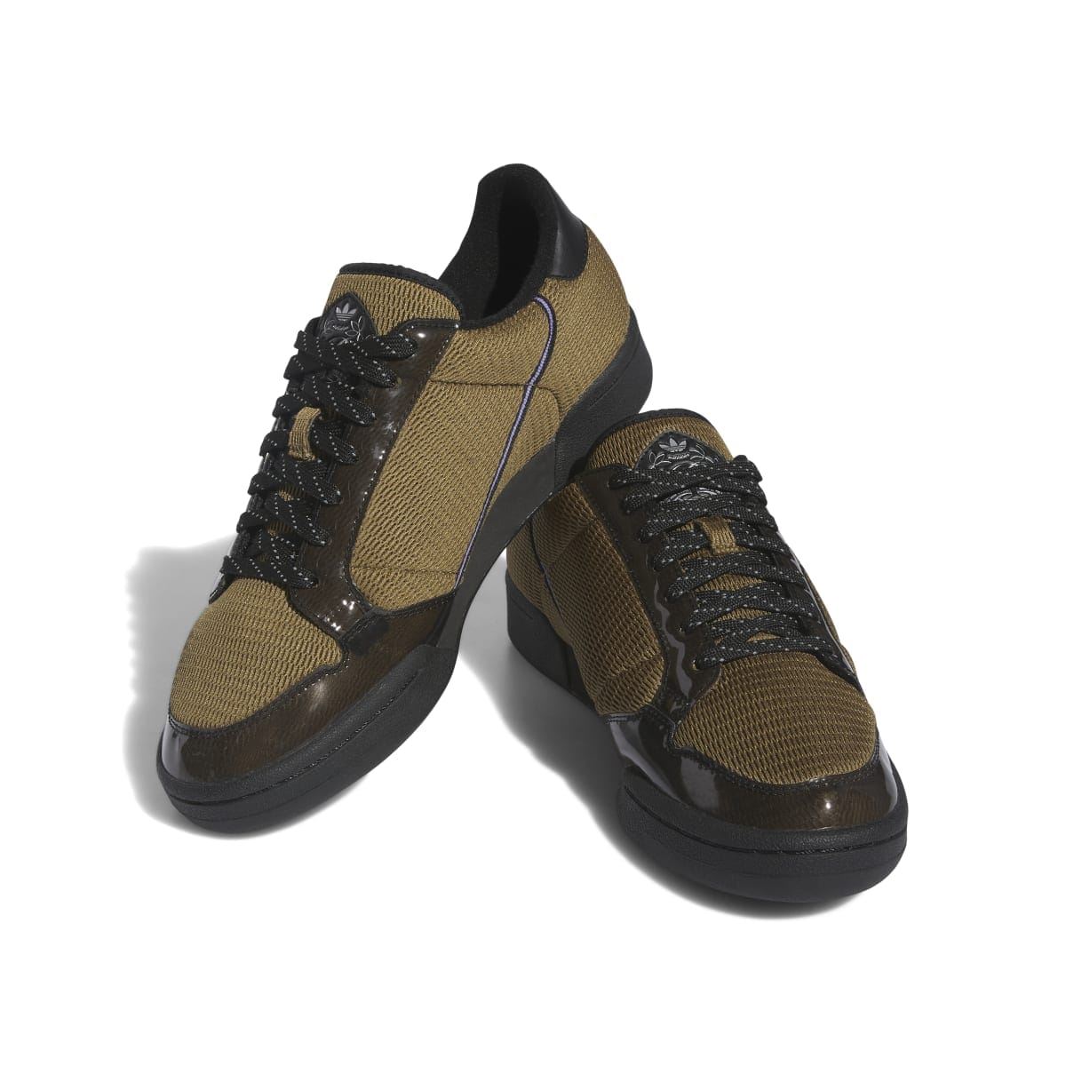 Pair of adidas Originals Blondey Continental sneakers, khaki upper with black laces