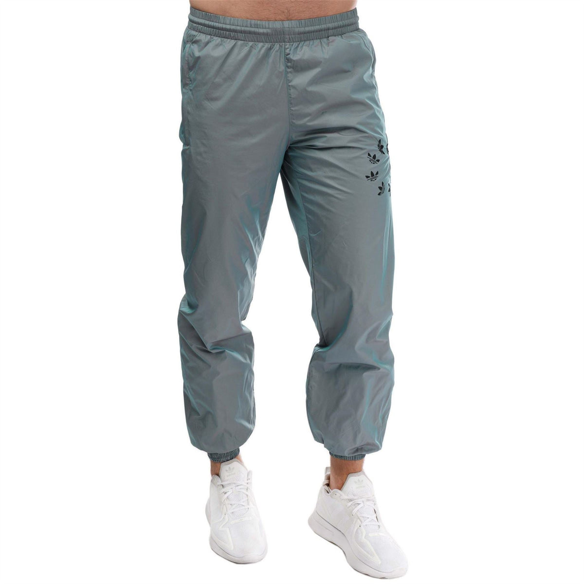 adidas Originals track pants in teal with elastic cuffs and drawstring waist