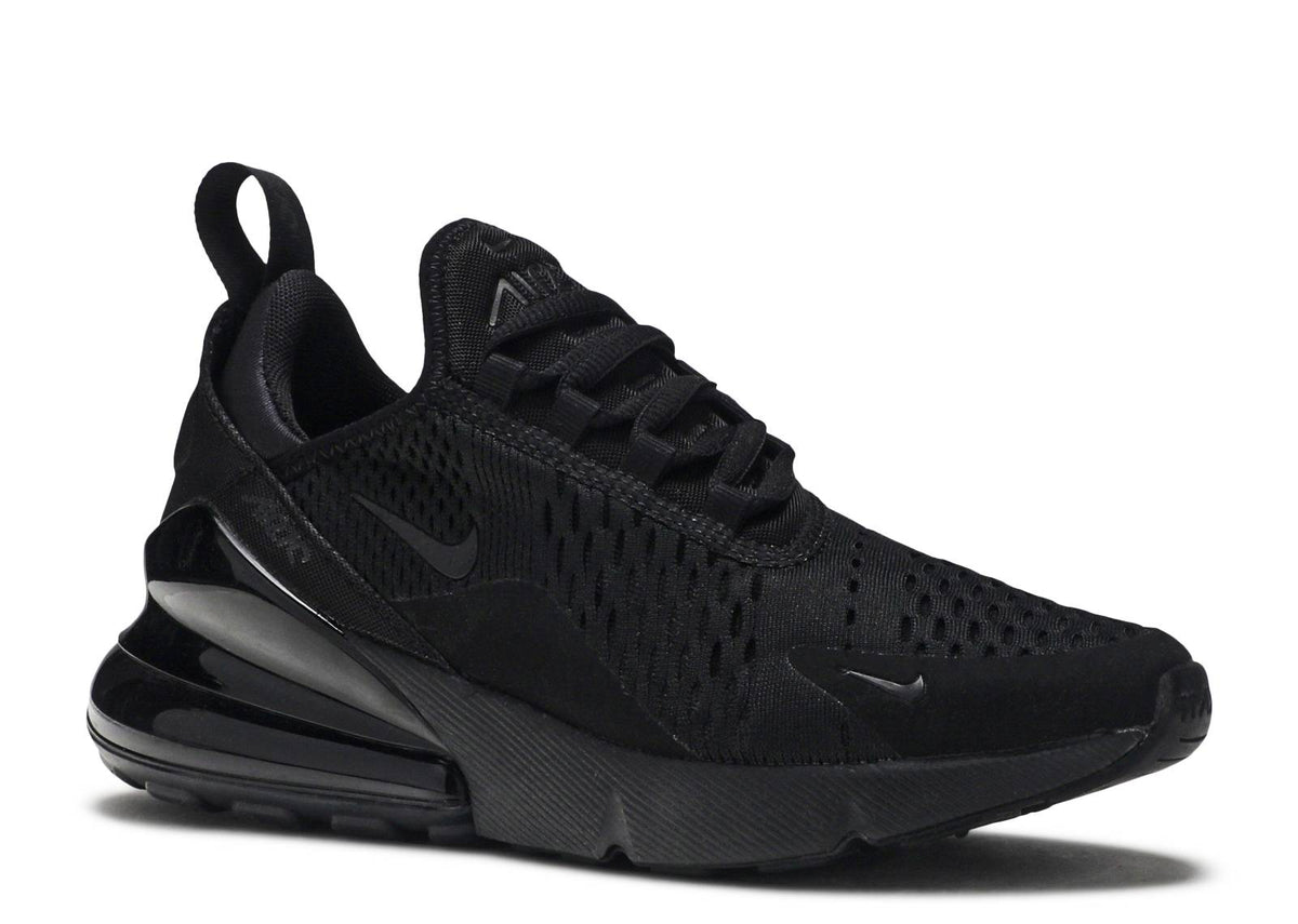 Nike Air Max 270 black sneakers with side swoosh and laces