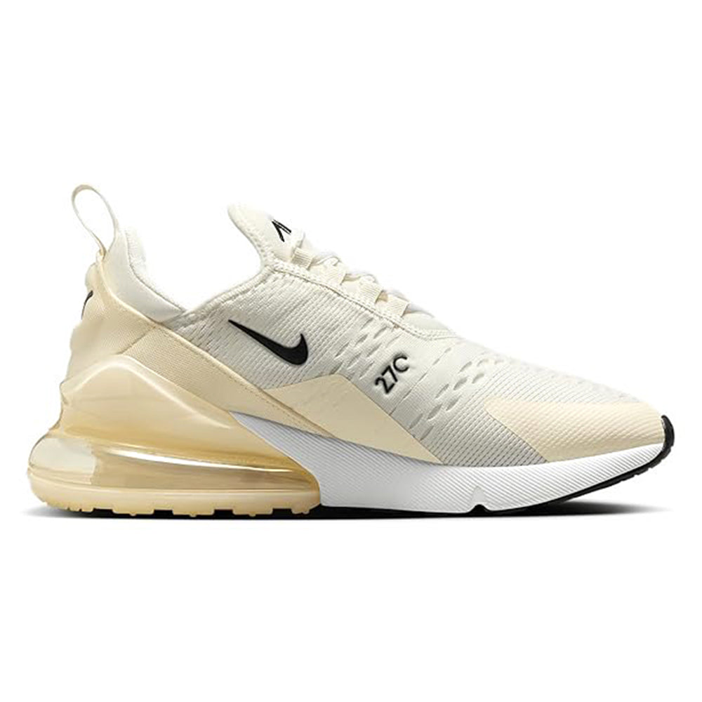 Women's Nike Air Max 270, side view in sail with tan translucent air unit