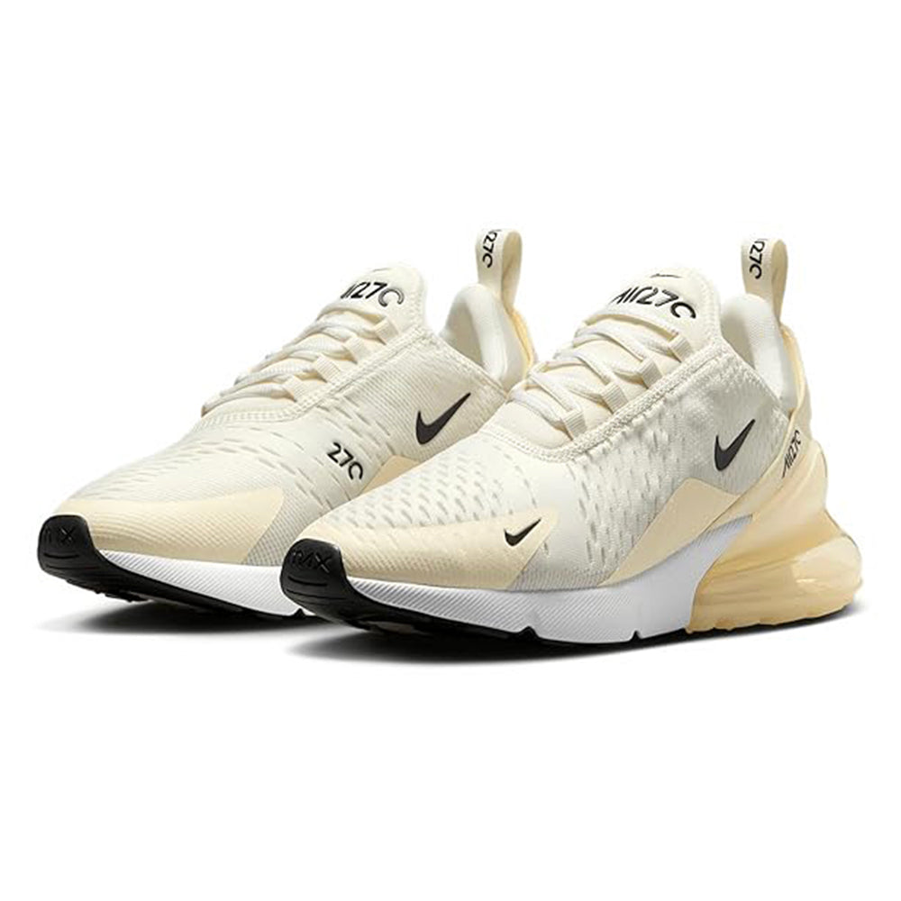 Women's Nike Air Max 270, front angle with sail laces and tan heel details