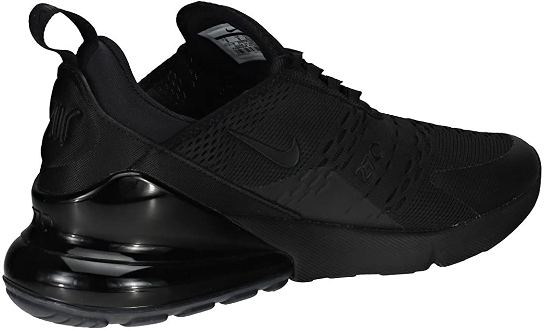 Black Nike Air Max 270 sneakers with visible Air unit midsole, mesh and lace-up