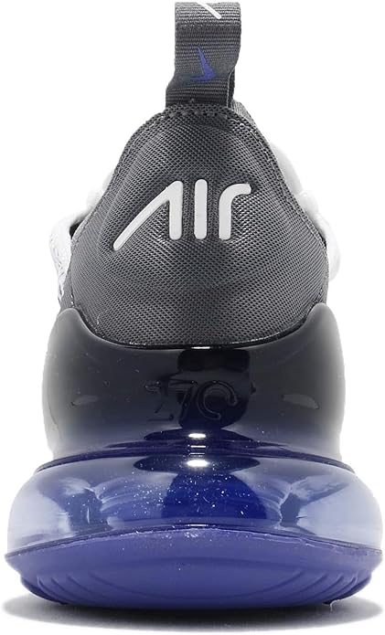 Nike Air Max 270 sneakers, dark sock collar with visible blue Air Max heel unit