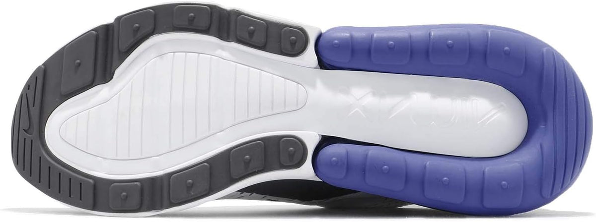 Nike Air Max 270 sneakers outsole, white tread with blue heel section