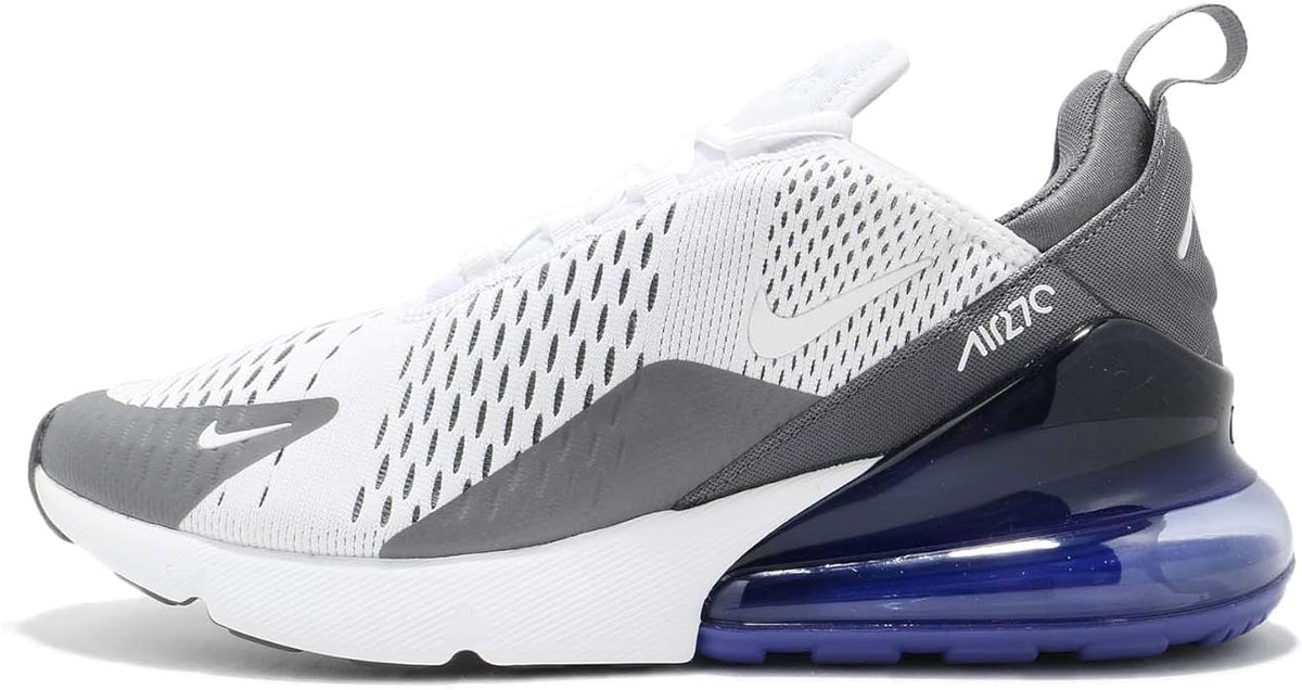 Nike Air Max 270 low-top sneakers in white with blue-tinted air sole