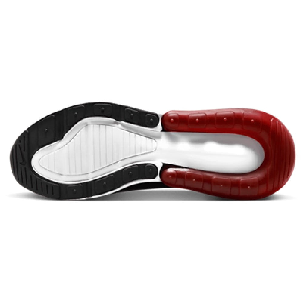 Men's Nike Air Max 270 sneakers, red/white outsole with black traction rubber pods