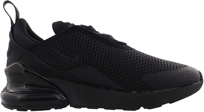 Kids' Nike Air Max 270 black mesh lace-up sneaker with visible air sole