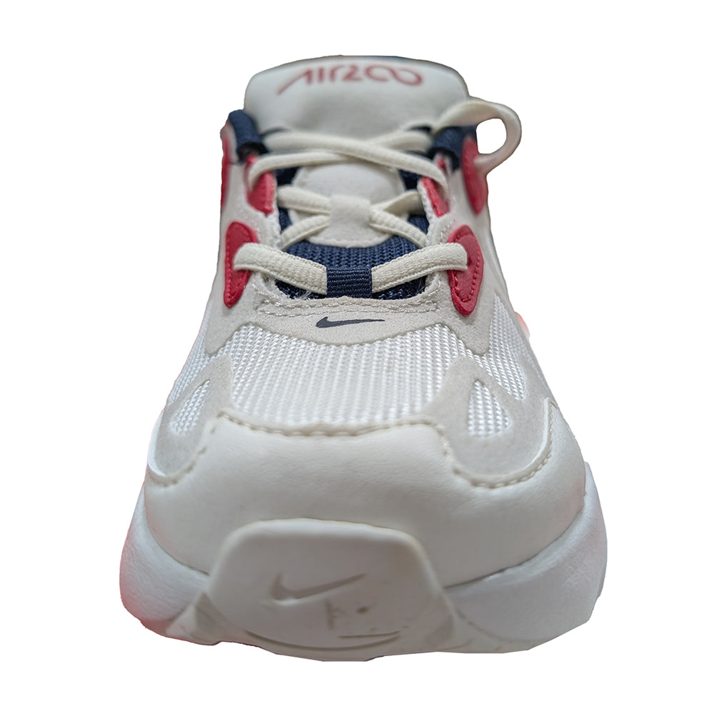 Kids' Nike Air Max 200 sneakers, white mesh upper with red and navy lace accents