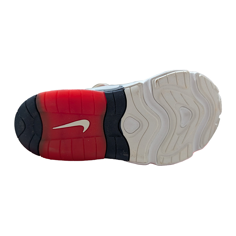 Nike Air Max 200 kids' sneakers outsole, red and navy rubber tread with white midsole