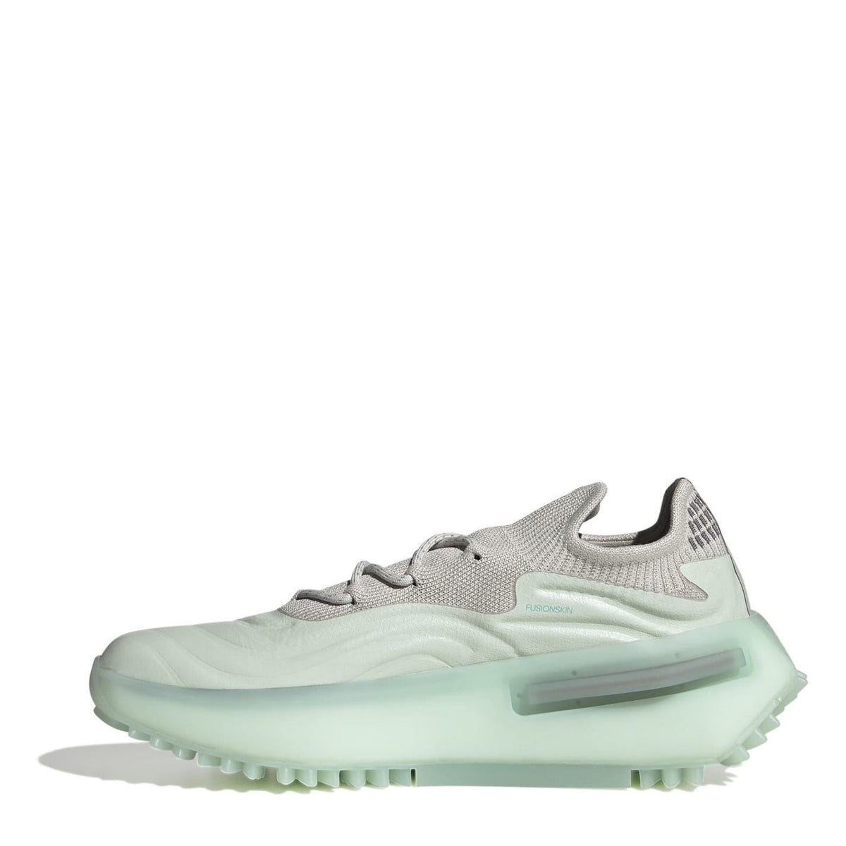 adidas Originals NMD S1 low-top sneakers, side view with grey knit and mint sole