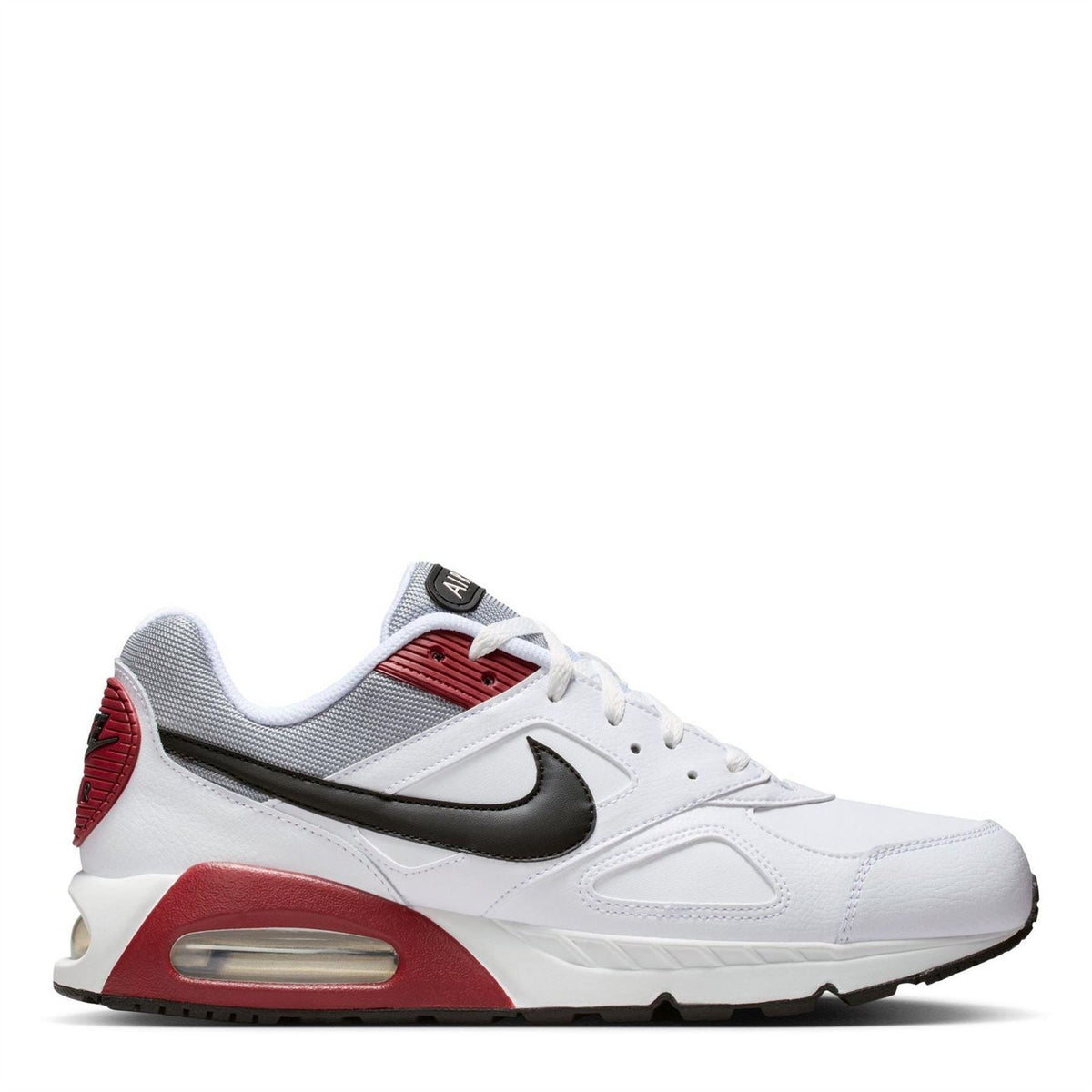 Nike Air Max Ivo trainers, white with black swoosh and red heel panel