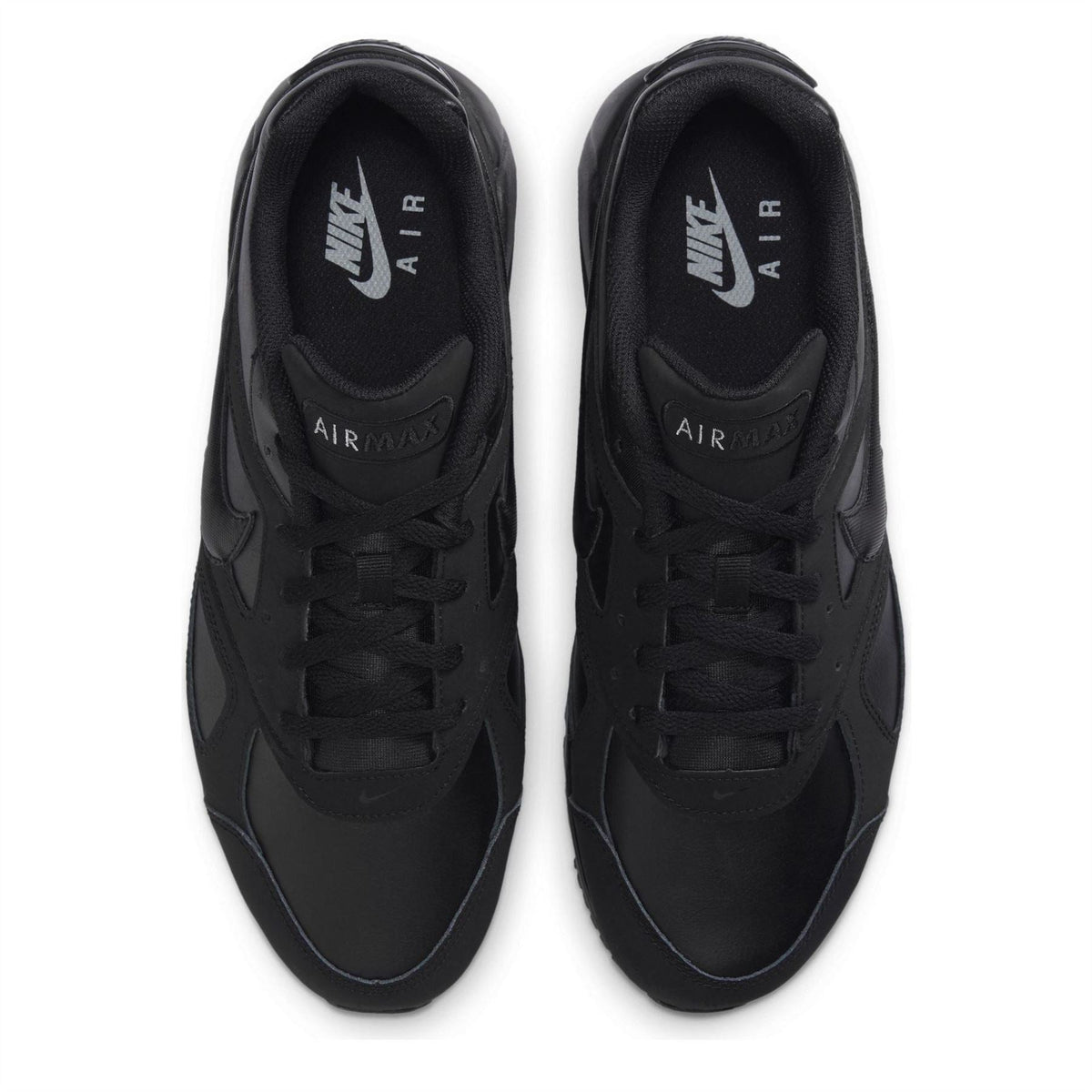 Air Max Ivo trainers, black pair from top with lace eyelets and tongue logo