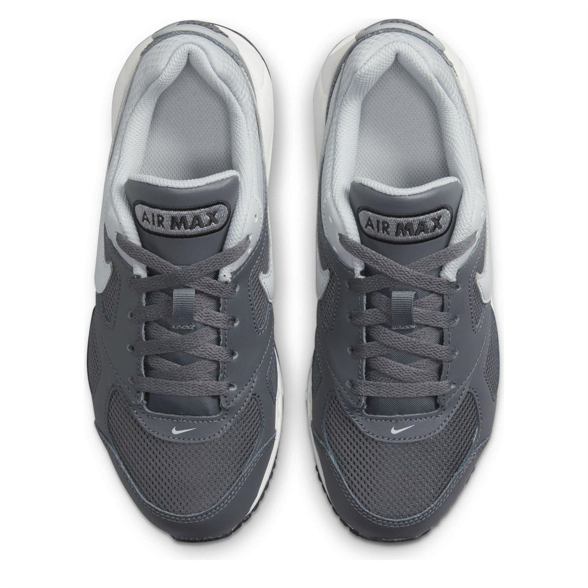 Boys' Nike Air Max Ivo front view in dark grey with light grey laces