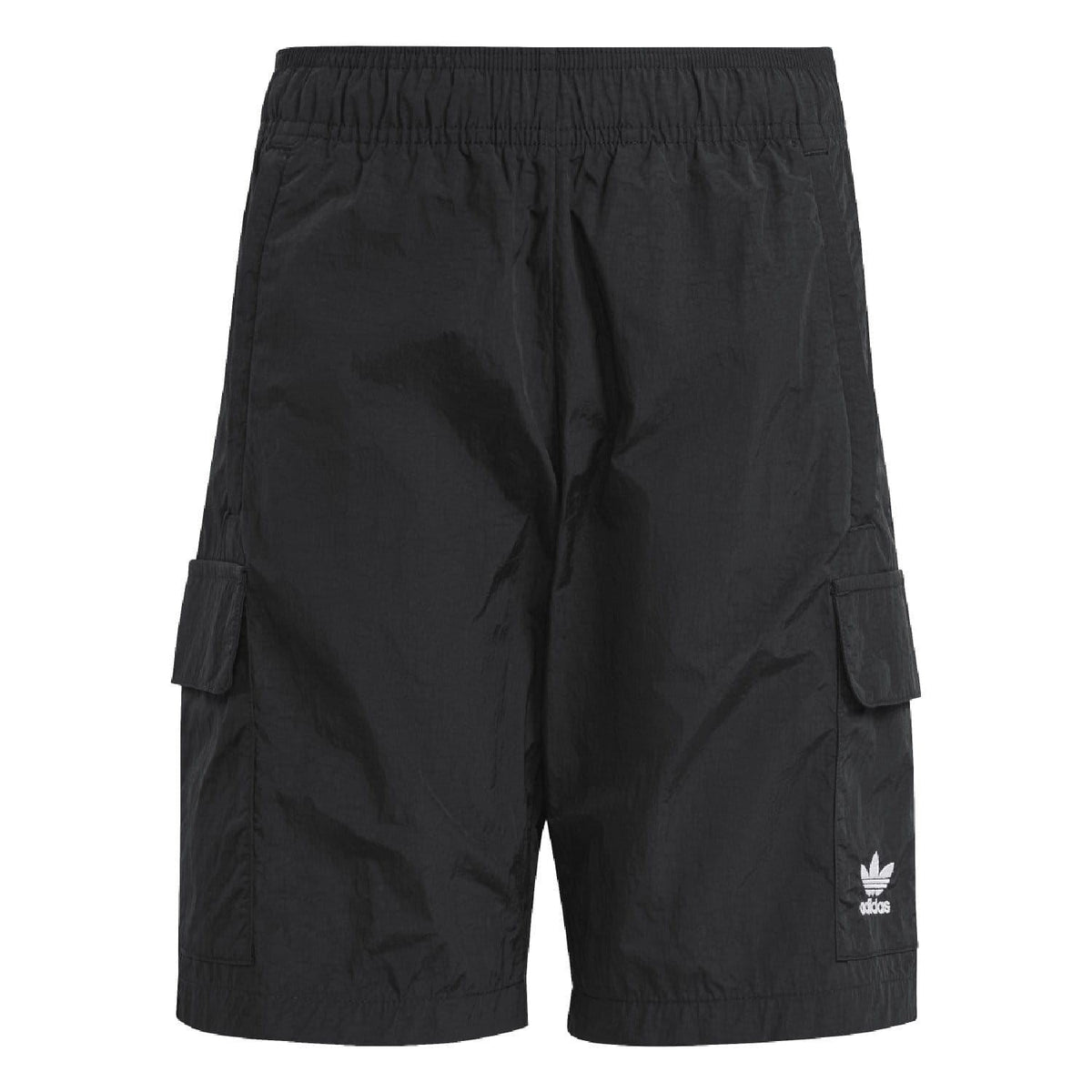 Adidas Originals juniors cargo shorts in navy with side pockets, suitable for ages 8-16, casual athletic style.