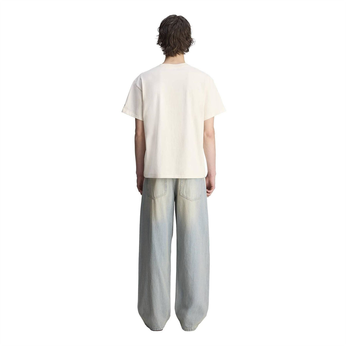 Wonder White crewneck T-shirt with plain back; hemline visible