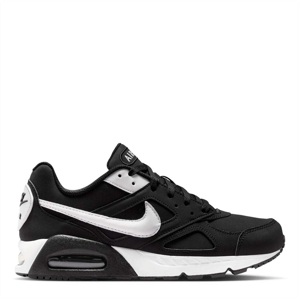 Black and white Nike Air Max Ivo athletic shoes with visible side swoosh
