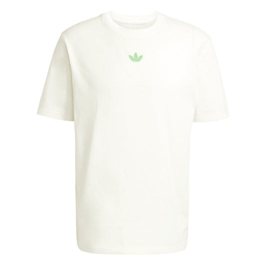 adidas Originals crew neck short sleeve jersey T-shirt with ribbed collar, white fabric, and classic fit.
