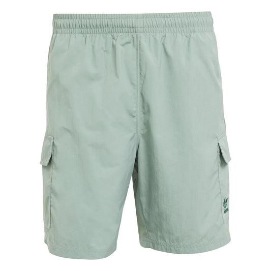 Mint green adidas Originals shorts with elastic waistband and side cargo pockets