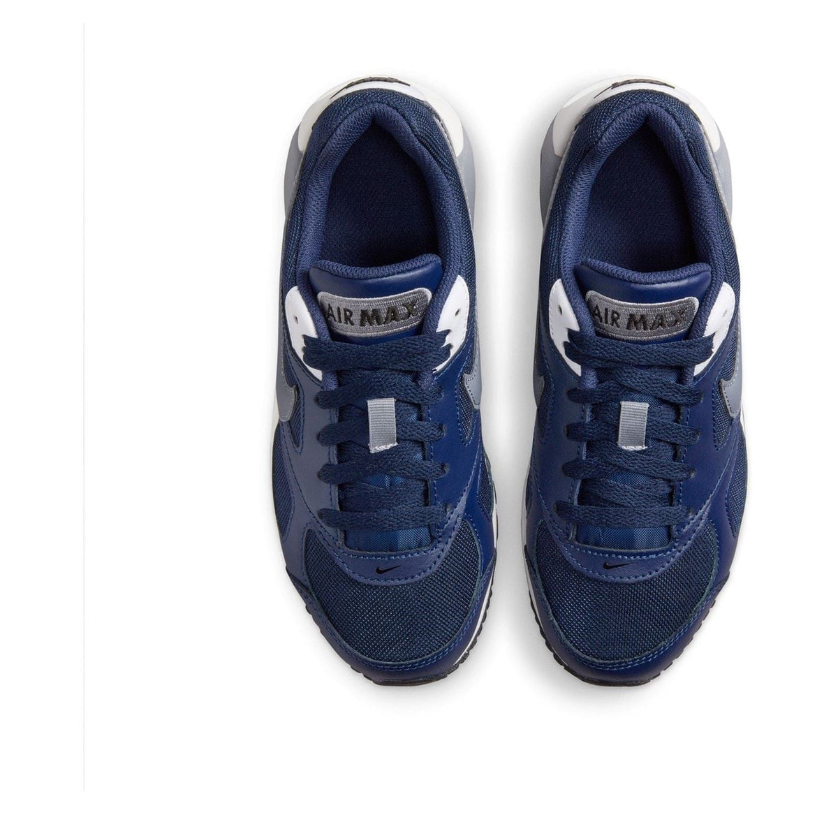 Blue boys' Air Max sneakers, front view showing laces and Air Max tongue label