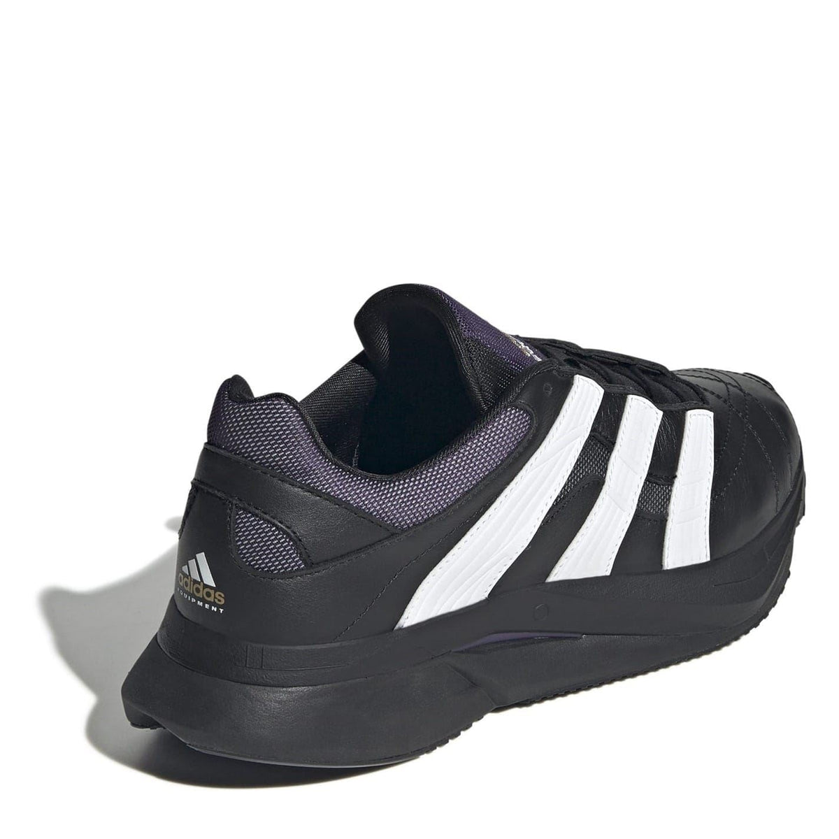 adidas Originals EQT Predator sneakers, black with white stripes and textured heel panel
