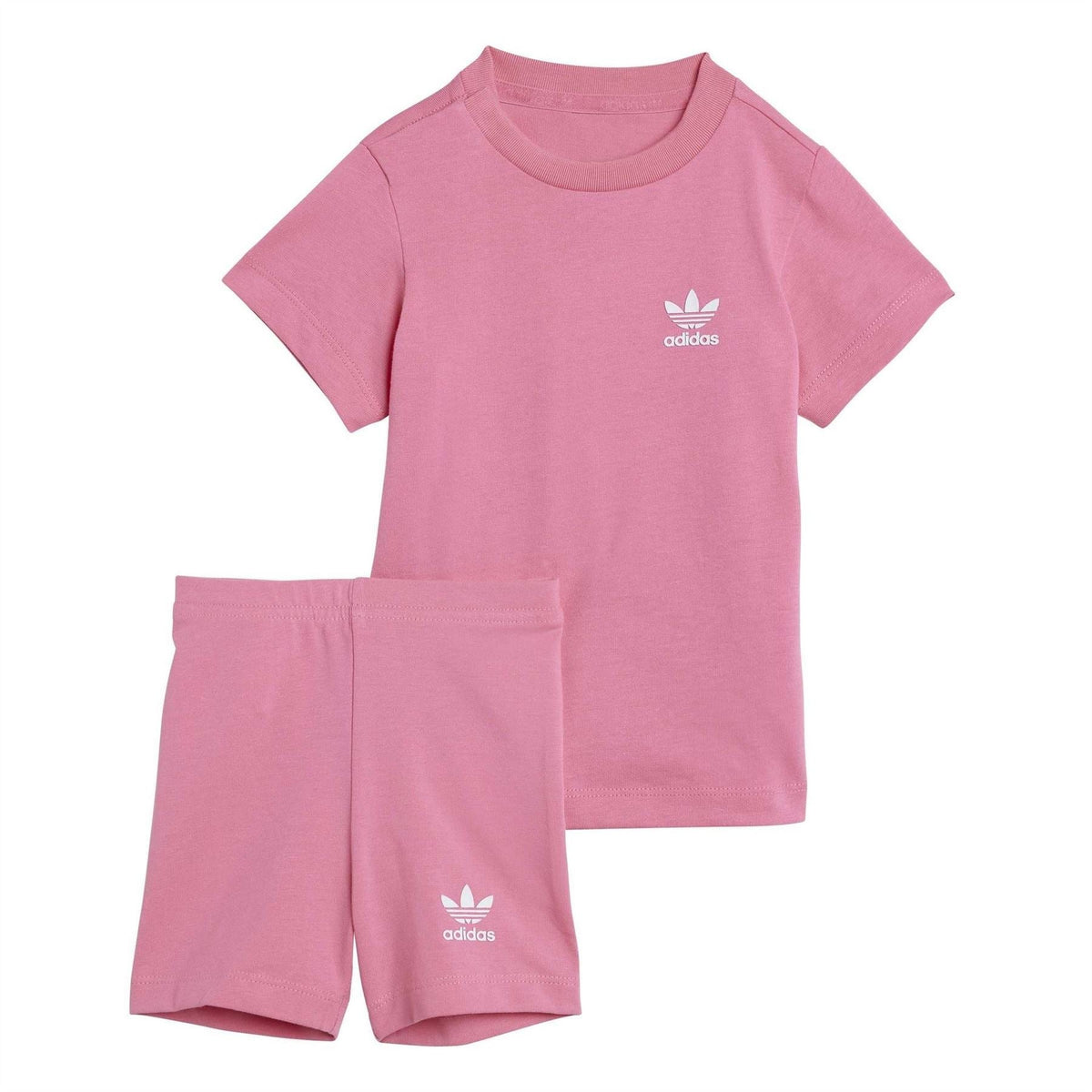 Infants pink crew-neck T-shirt and shorts set with adidas logo