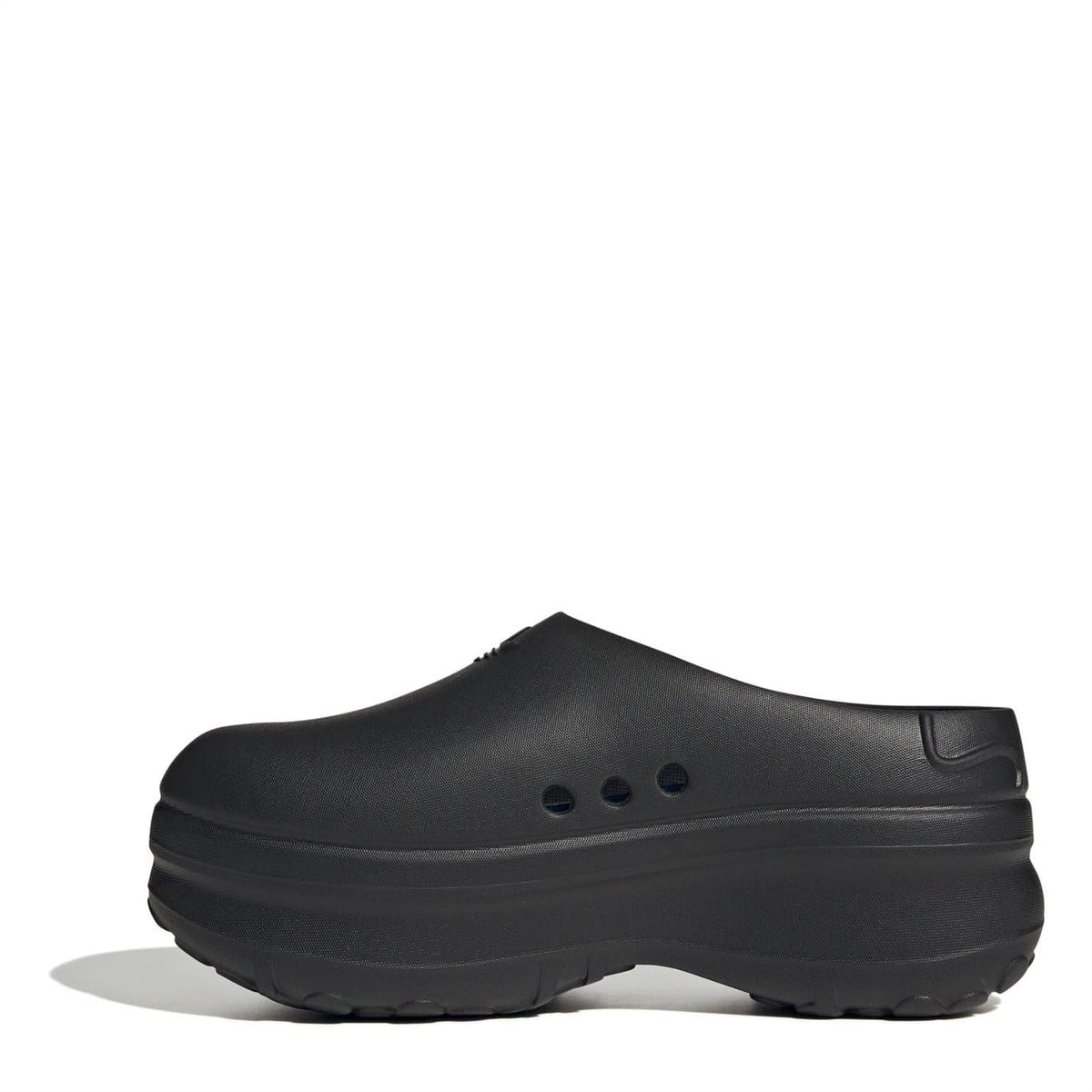 Black low-top slip-on trainers with three ventilation holes and molded side strap detail