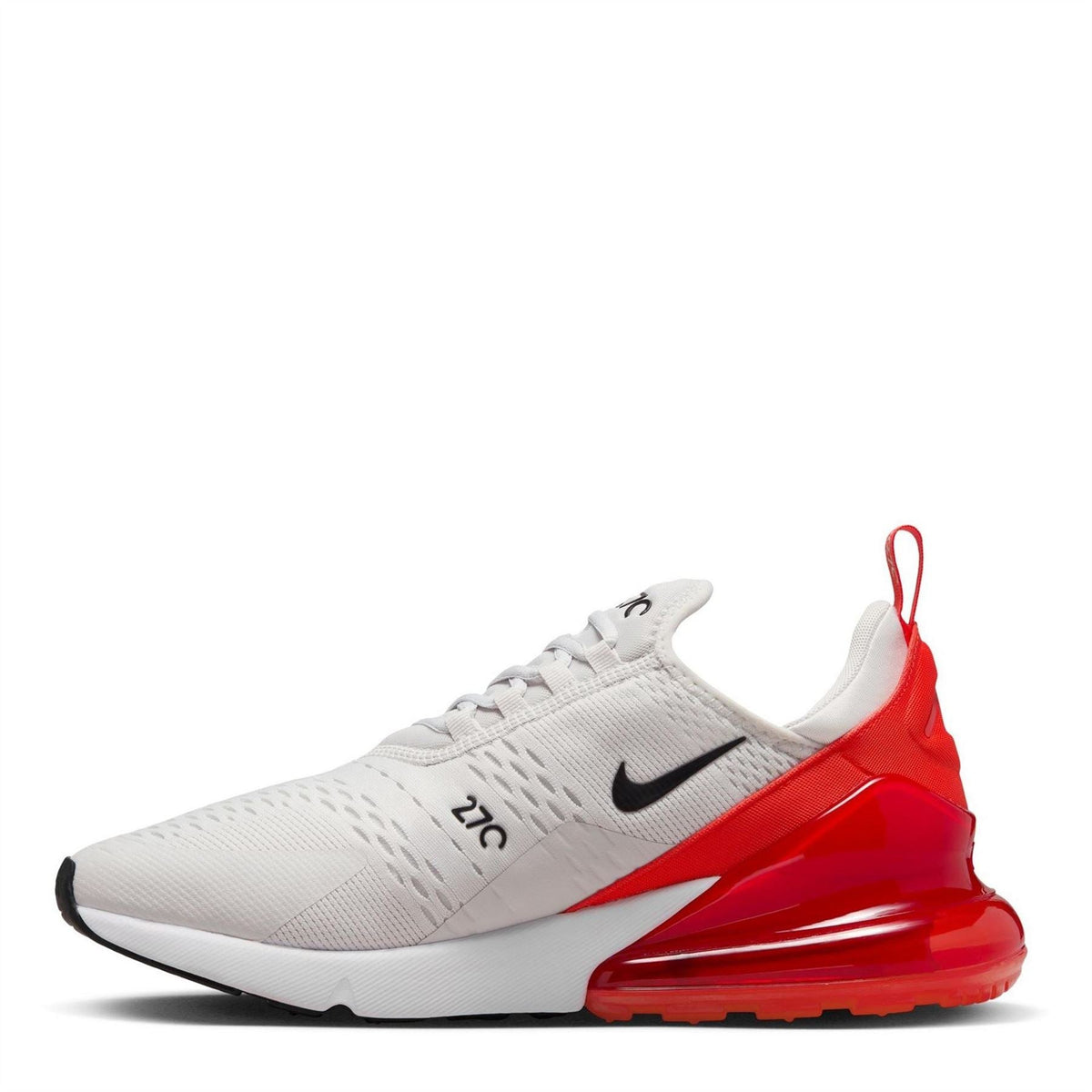 Nike Air Max 270 men's trainers, white upper with red Swoosh and large red air sole