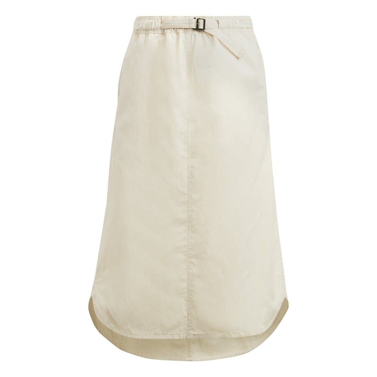 Light beige adidas Originals midi shorts with elastic waist and belt tab