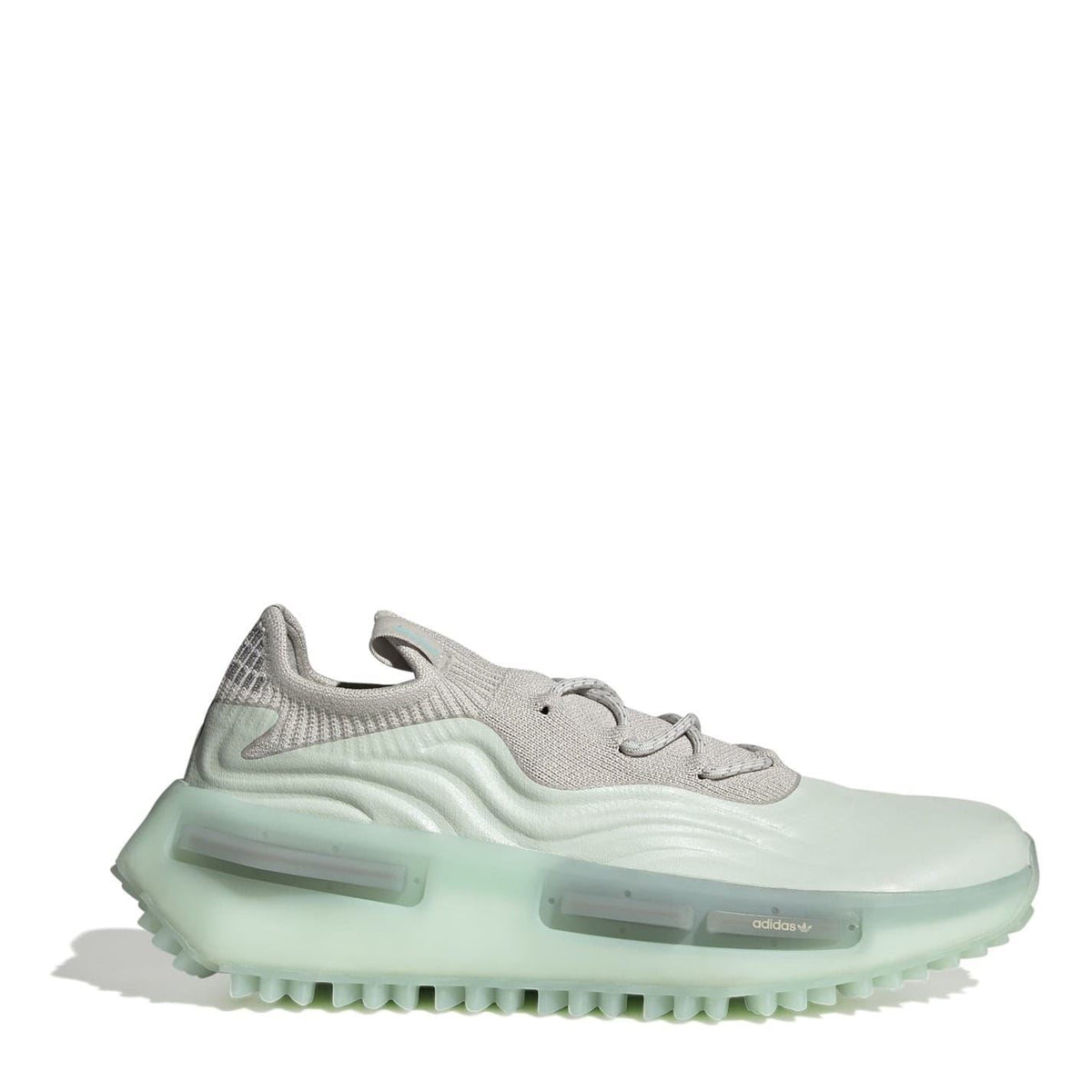 adidas Originals NMD S1 low-top sneakers, grey knit upper and mint translucent sole