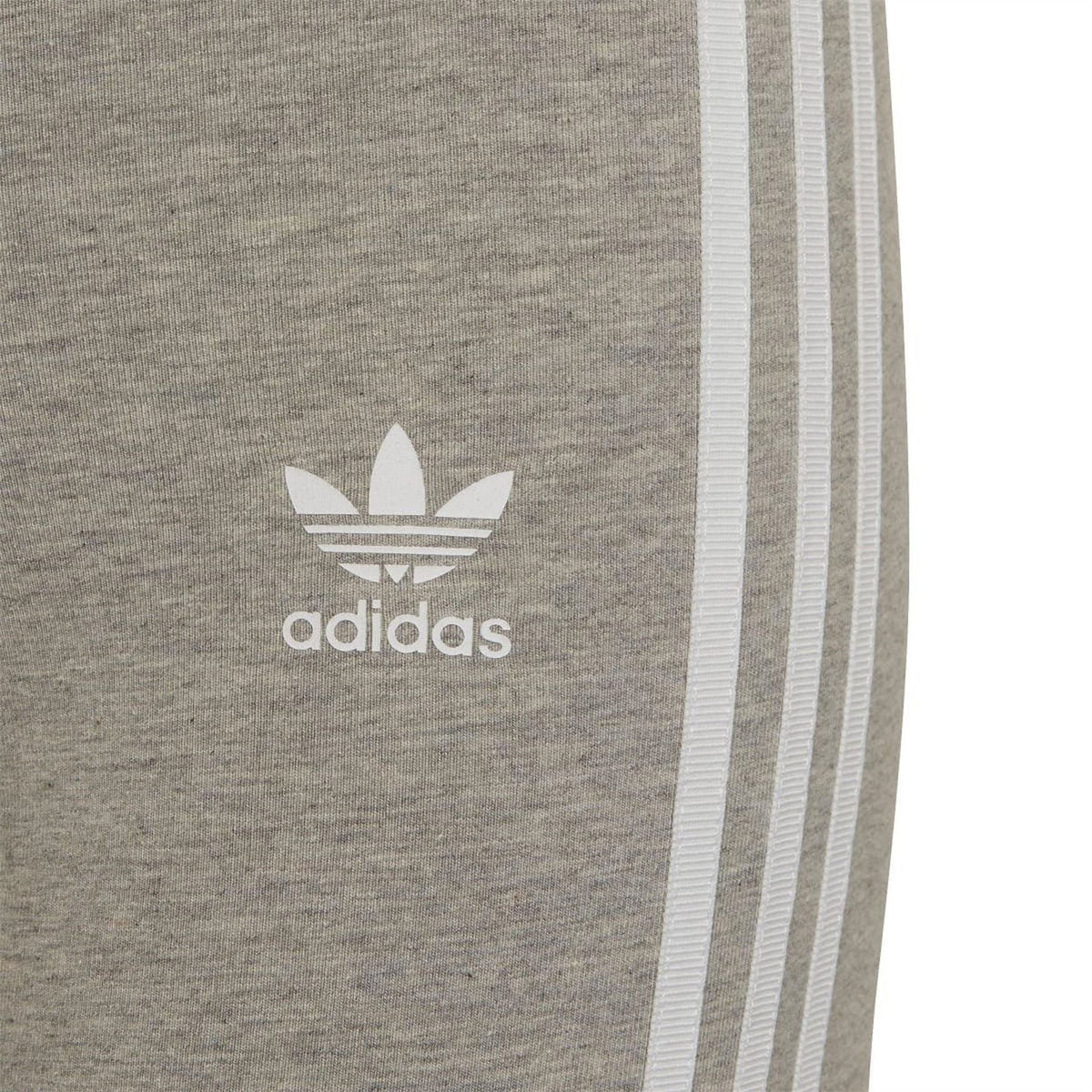 adidas Originals grey leggings with adidas logo and white triple side stripes