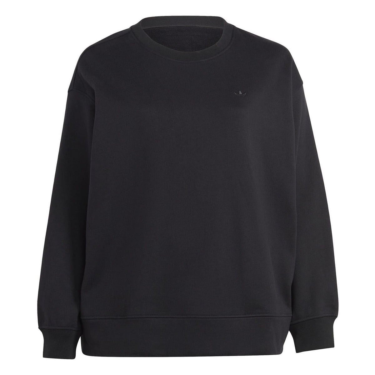 Black cropped sweatshirt with crew neck and long sleeves
