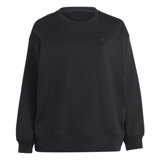 Black cropped sweatshirt with crew neck and long sleeves