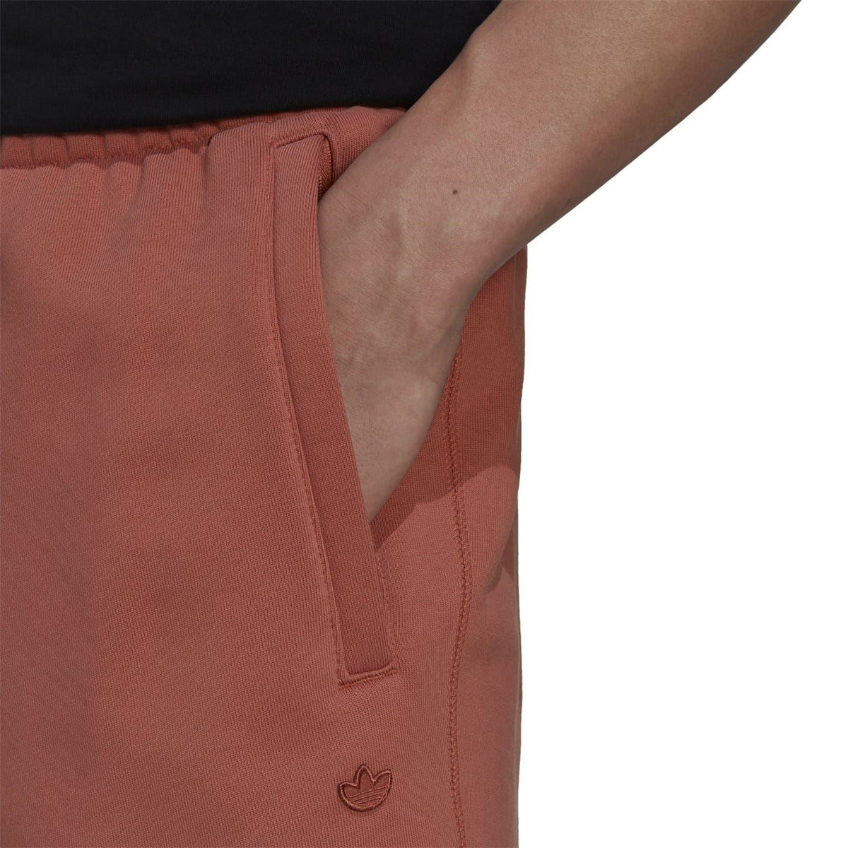 adidas Originals brown sweatpants detail, embroidered heart logo on front pocket