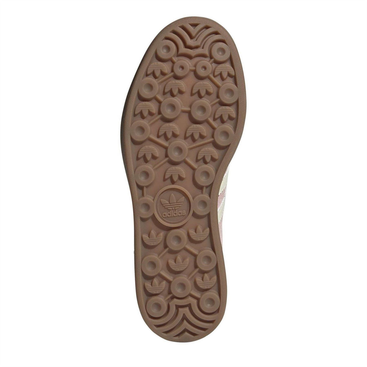 Brown rubber outsole for adidas Gazelle Bold trainers with circular tread pattern