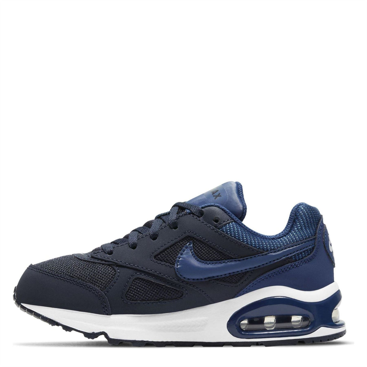 Nike Air Max Ivo kids' trainers in dark navy with blue accents, lace-up