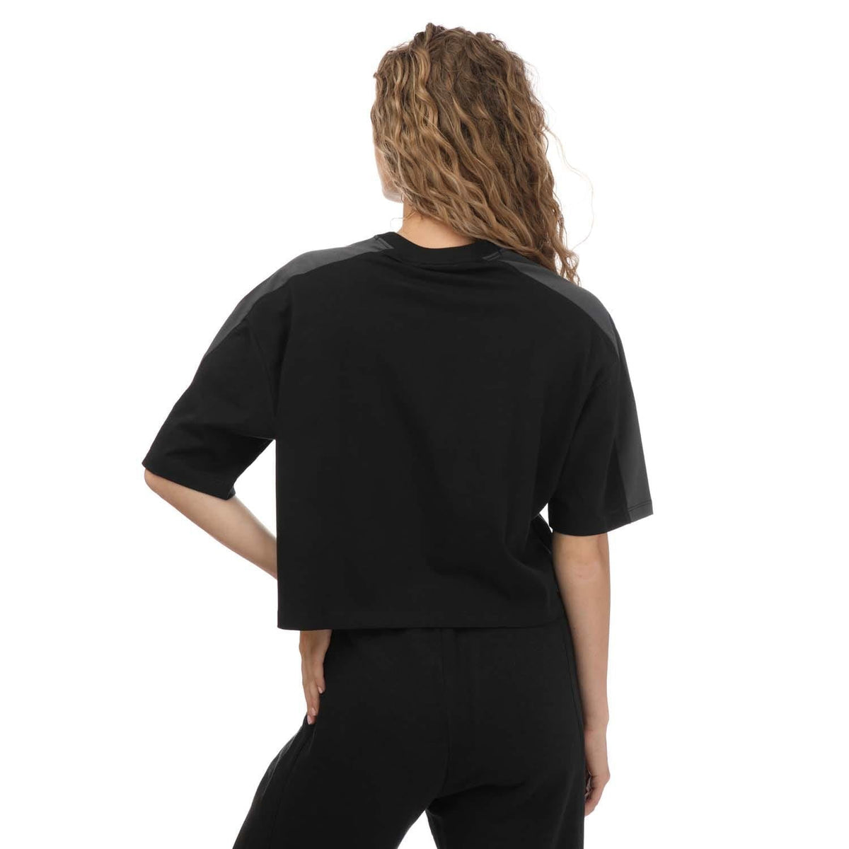 adidas Originals black crop T-shirt, crew neck, short sleeves, plain back