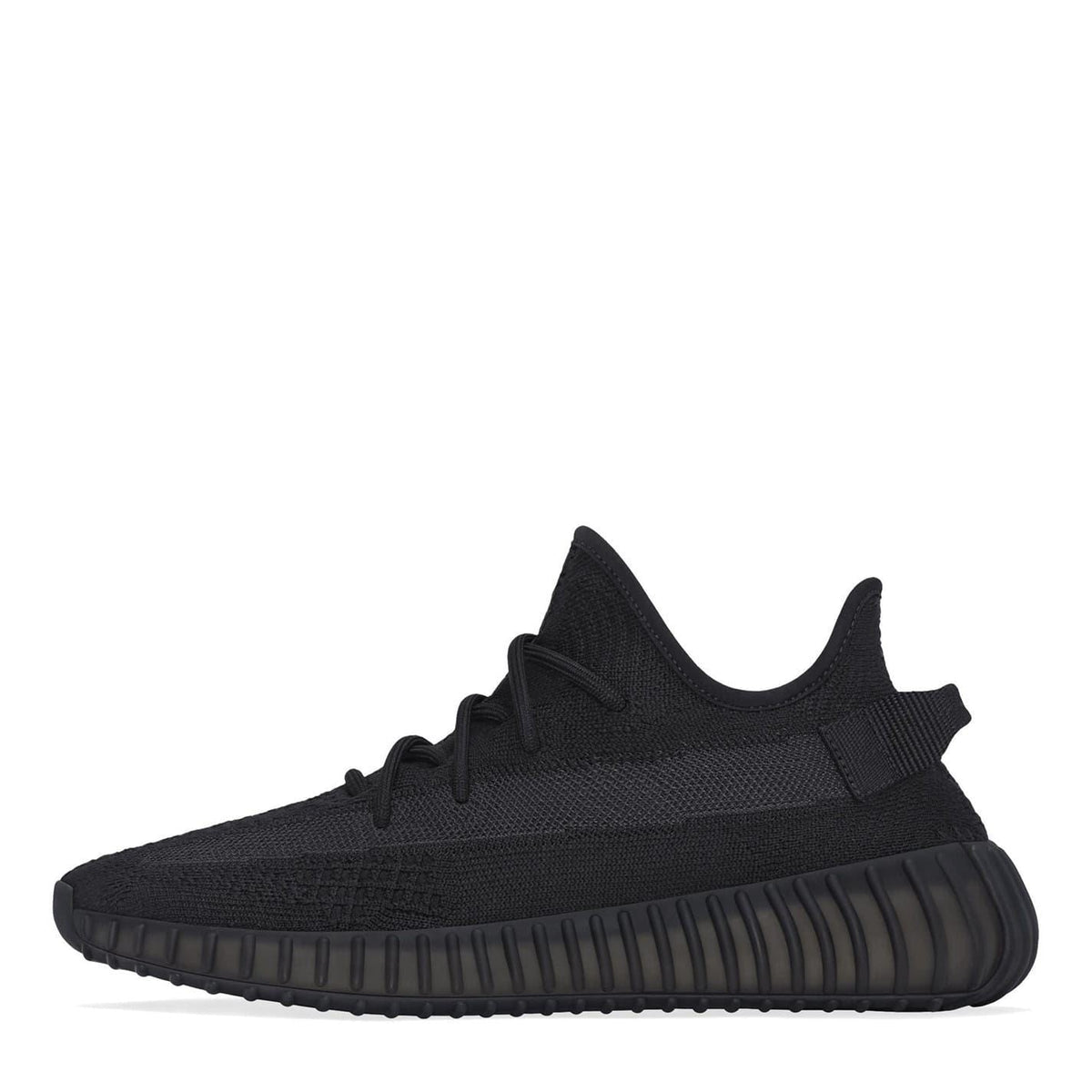 Black lace-up low-top sneakers with knit upper and molded quarter-strap detail