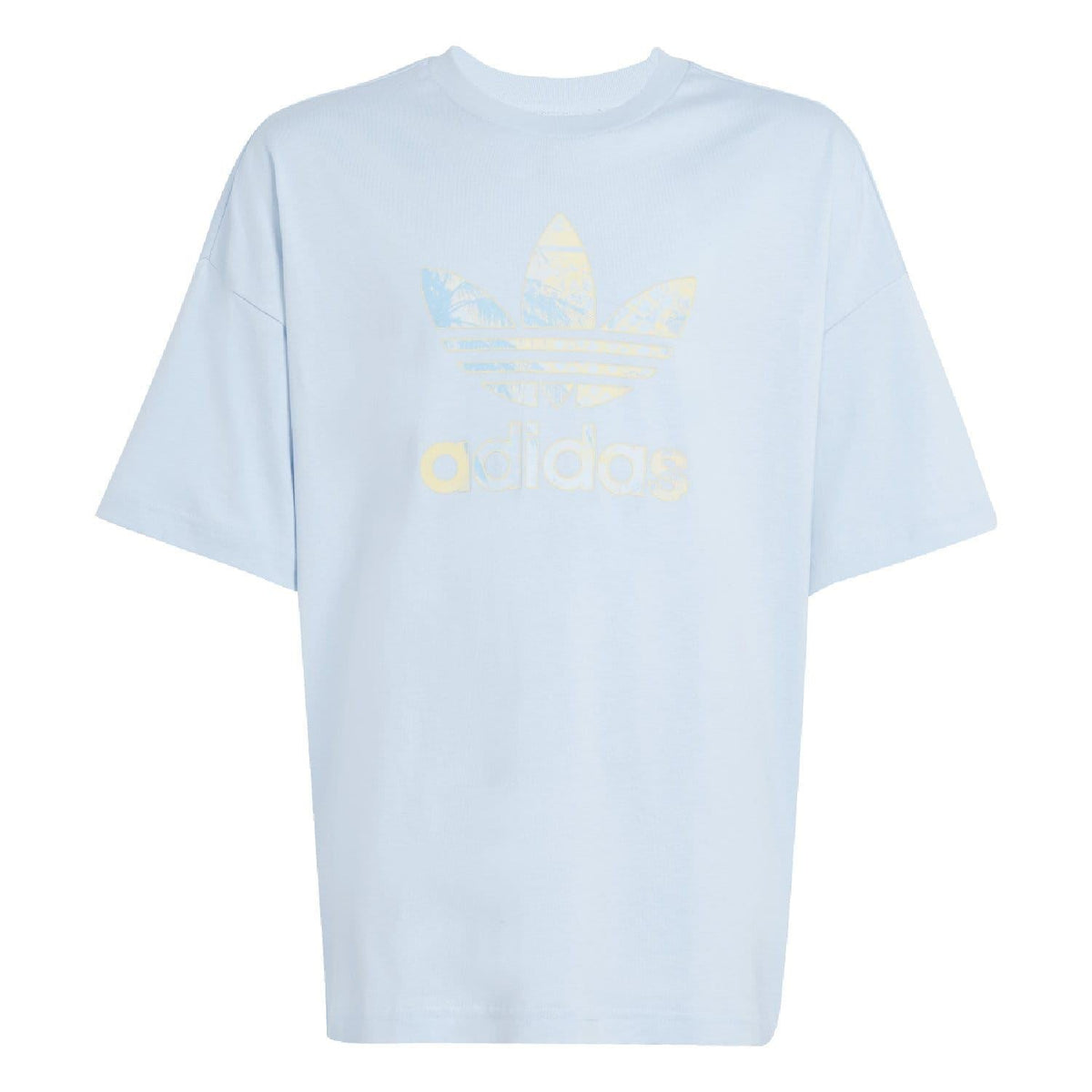 Light blue junior short-sleeve t-shirt with adidas Originals trefoil logo on front