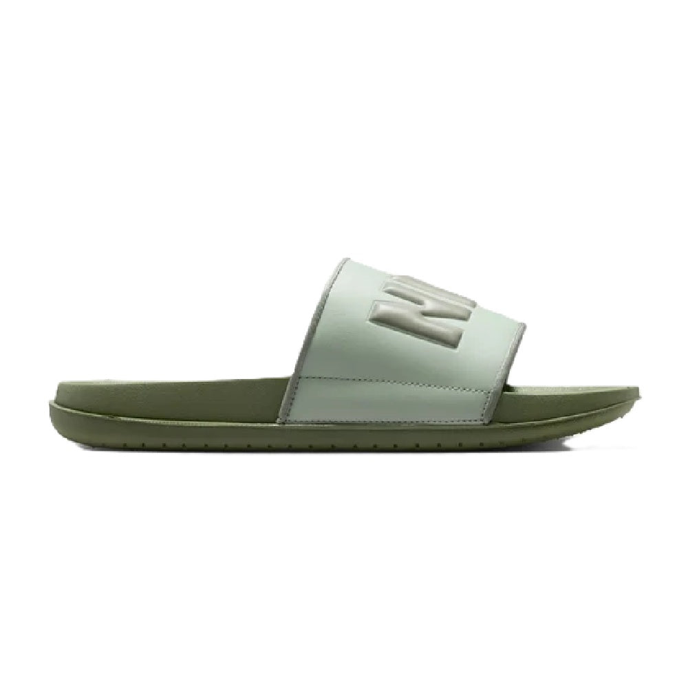 Nike Offcourt slide sandal with light mint strap and dark green footbed