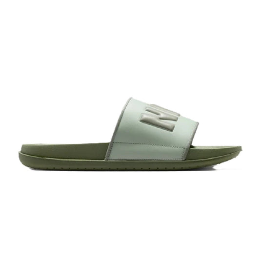 Nike Offcourt slide sandal with light mint strap and dark green footbed