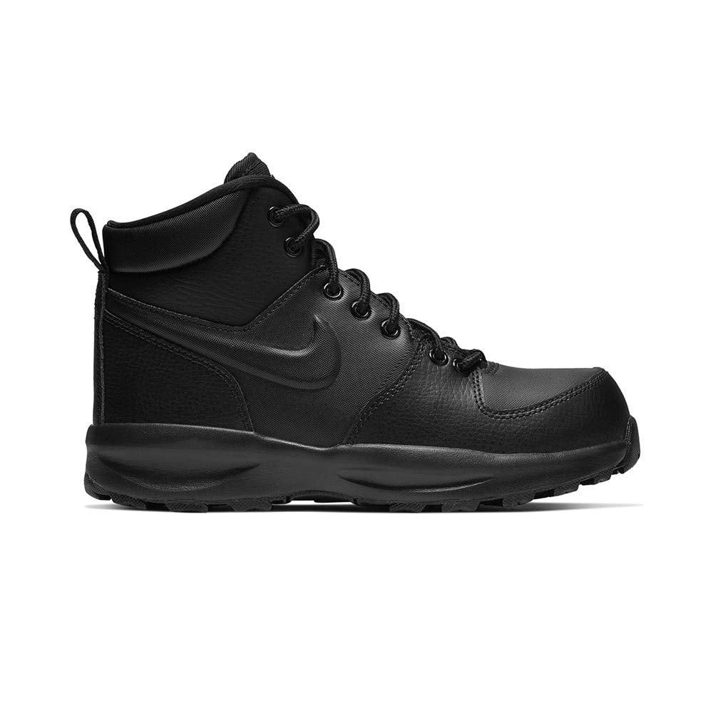 Nike Manoa LTR black kids lace-up mid boots with Swoosh and padded collar