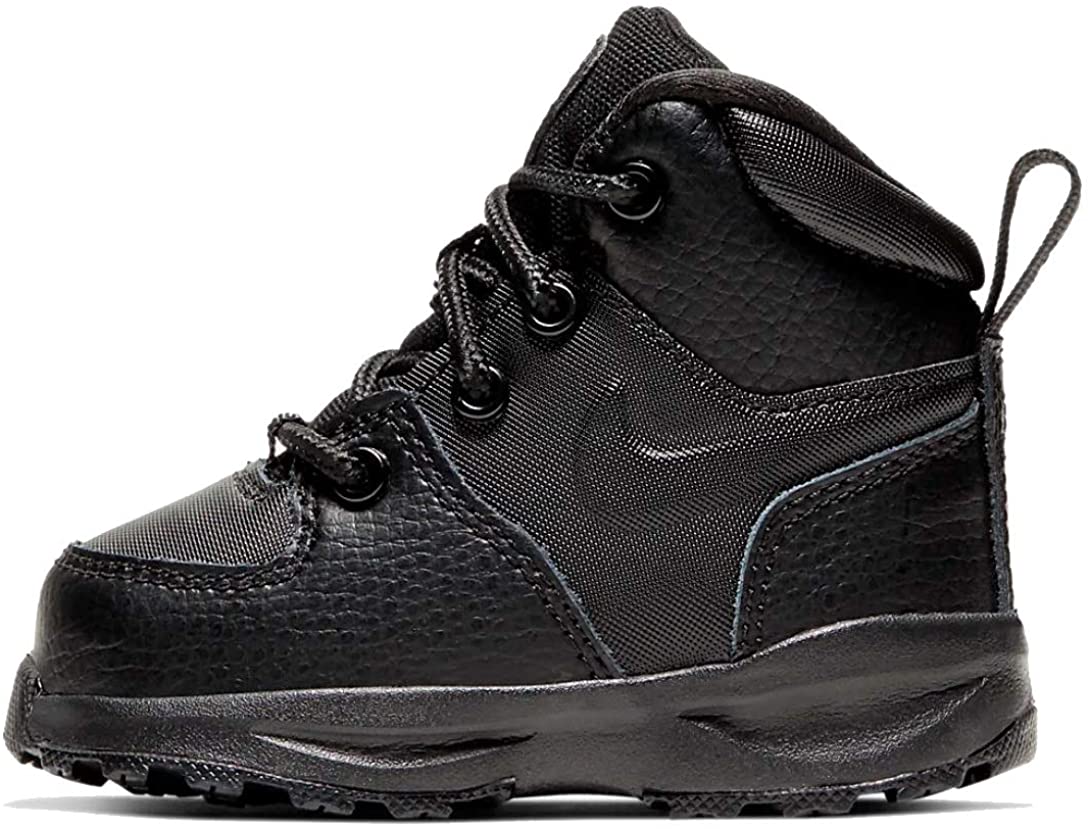 Toddler Nike Manoa LTR lace-up boots, black leather-look upper and rubber sole