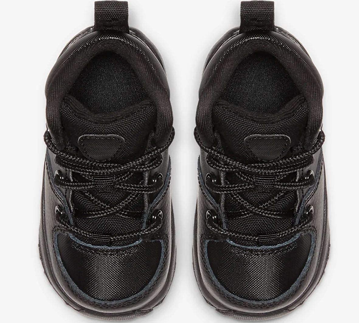 Toddler Nike Manoa LTR black lace-up boots, front view with padded collar