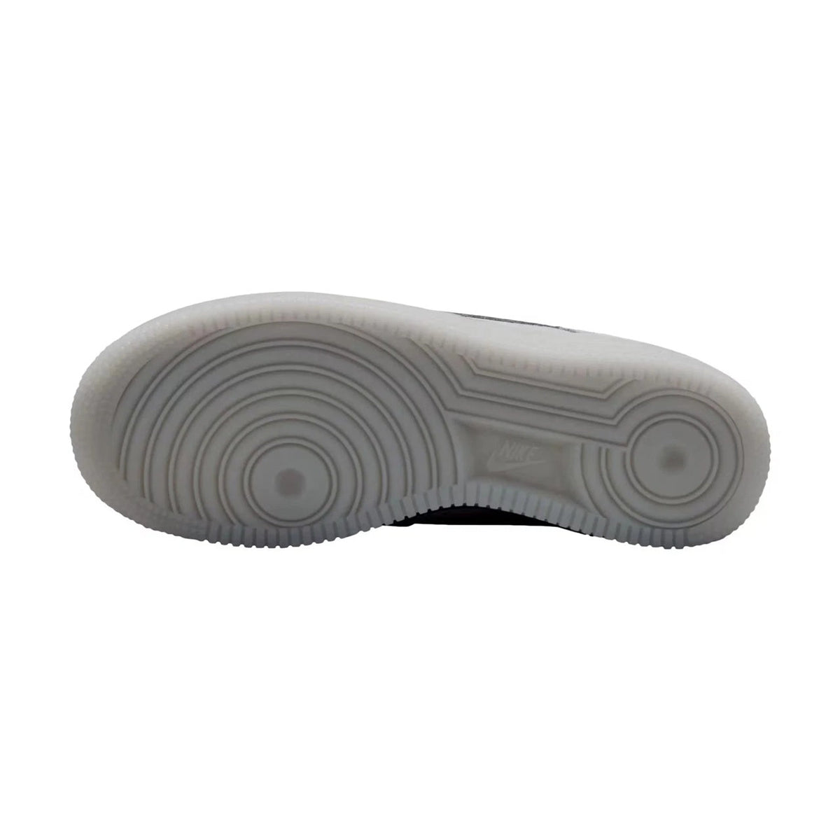 Big kid's Nike Air Force 1 rubber outsole, textured traction tread in grey.