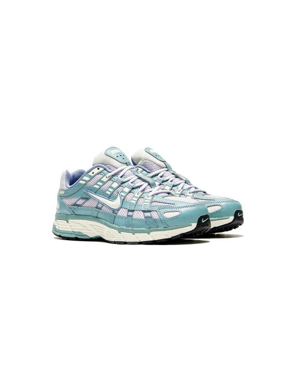 Women's Nike P-6000 lace-up sneaker in teal and soft pearl with black Swoosh