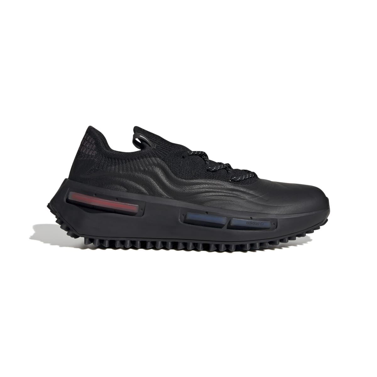 Black adidas Originals NMD S1 running trainers, mesh and synthetic upper with laces
